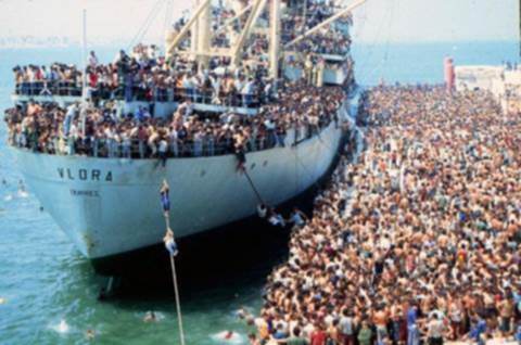 Illegal Immigrants boarding ship