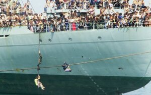 Refugees Boarding Ship