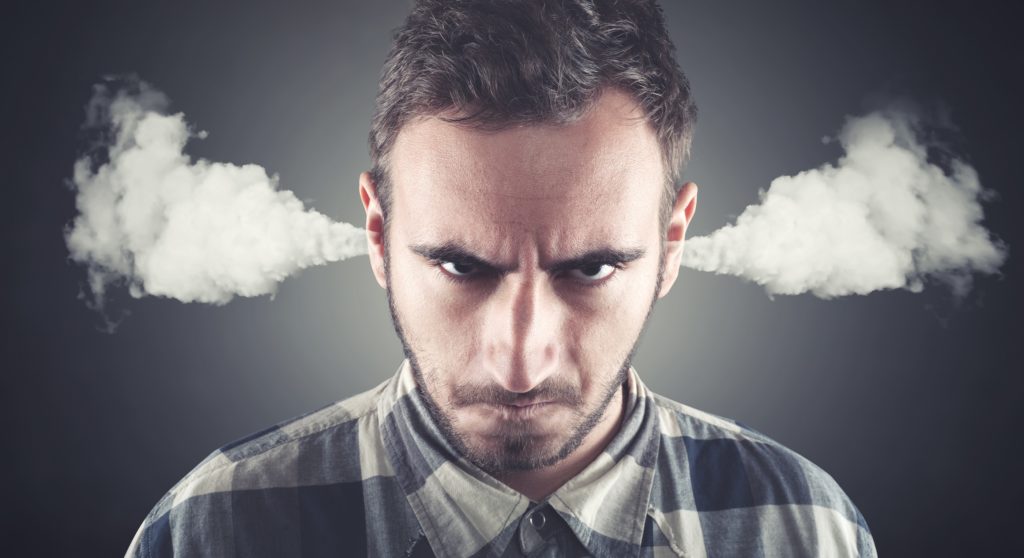 Angry man, steam coming from ears
