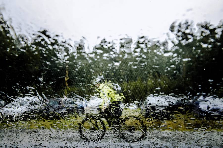 Cyclist in rain