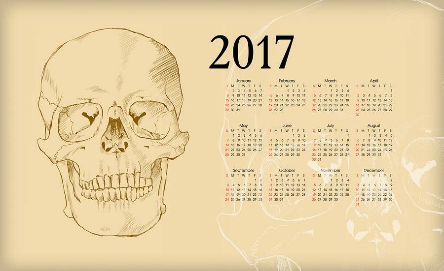 2017 calendar with skull on it