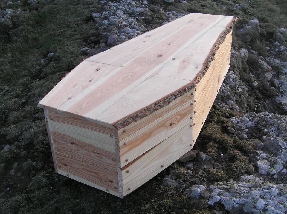 Plain wooden coffin