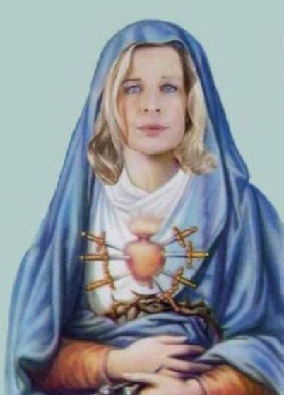 Katy Hopkins dressed as Virgin Mary