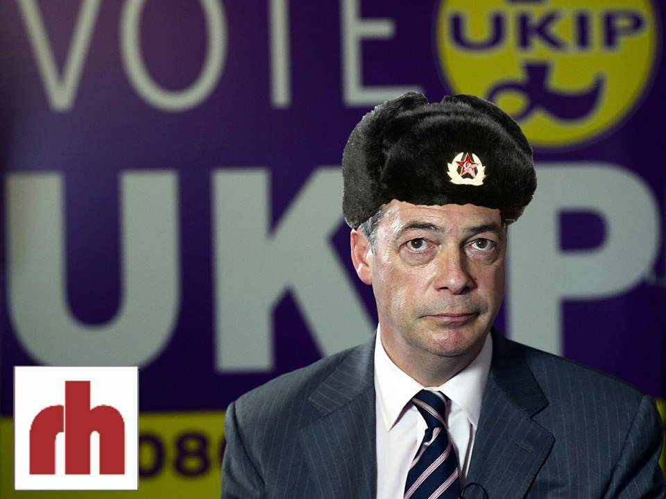 Farage in Russian hat