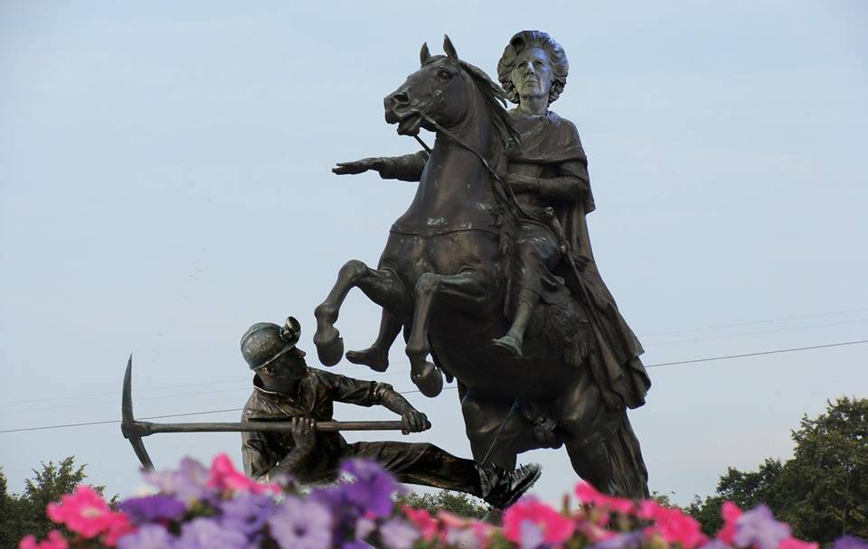 Statue of Thatcher on horseback trampling a miner to be placed in Orgreave Thatcher Statue