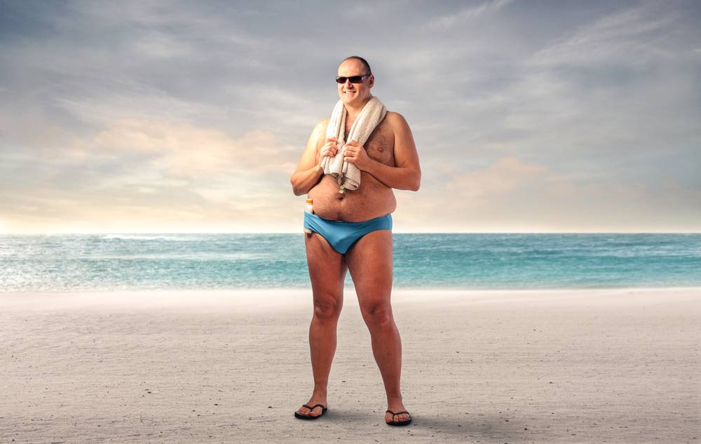Fat Man on Beach
