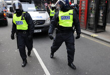 Police called after man without tattoo spotted in Rochdale town centre Riot Police