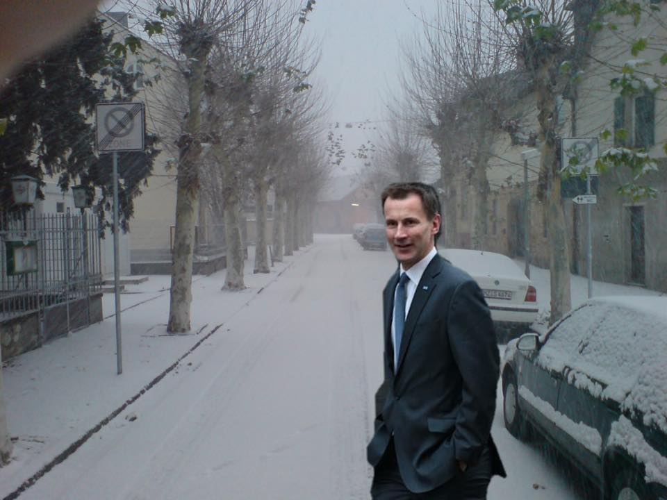 Jeremy Hunt in the snow