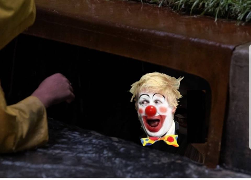 Boris resigns to spend more time in storm drain beckoning to children Boris the Clown