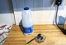 Teabag enters second month on little plate by kettle Teabag