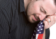 Trump supporter accidentally extinguishes trainers with own tears